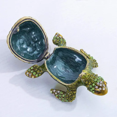 Miniatura 3 de YU FENG Caja de abalorios de tortuga con figuritas de tortuga cajas de joyería con bisagras