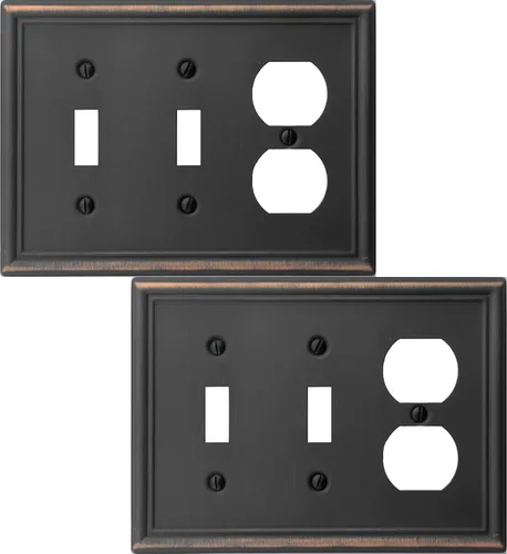 Miniatura 11 de OKAWYC Cubierta de Interruptor de Luz de Palanca Triple Luca Placa de Pared de Metal, Paquete de 2 Bronce Envejecido 3 Gang, Cubierta de Interruptor