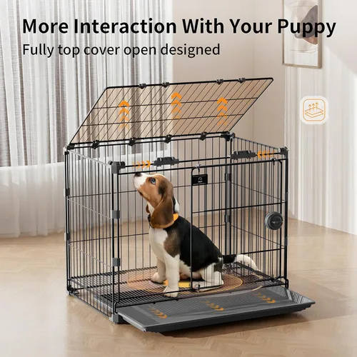 Miniatura 3 de Jaula para Perros Medianos, Perrera de Metal para Perros de 30 Pulgadas Interior Jaula de Alambre para Perros con Puerta Corredera y Bandeja