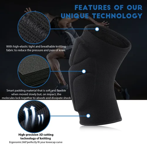 Miniatura 2 de Rodilleras de Voleibol, Manga de Compresión para Rodilla de Soporte para Hombres y Mujeres con Almohadillas de Alta Protección, Rodilleras de Grado