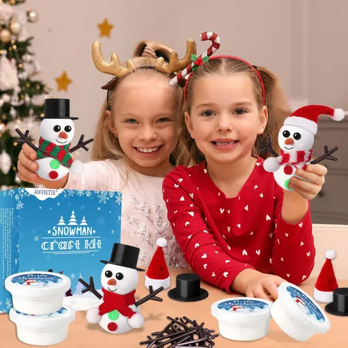 Miniatura 2 de Paquete de 10 Rellenos de Medias para Niños, Manualidades Navideñas para Niños a Granel, Kit de Manualidades de Muñeco de Nieve Arcilla Modeladora