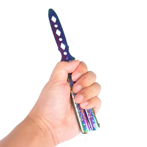 Miniatura 4 de Navaja de mariposa para entrenamiento, herramienta de práctica con hoja sin filo, acero inoxidable