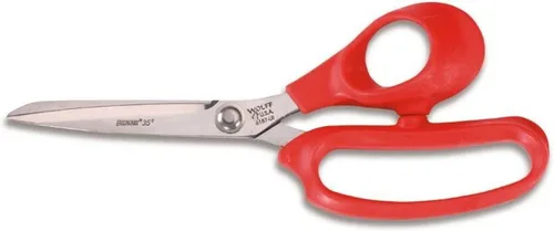 Wolff - Tijeras ergonómicas profesionales color rojo, compensadas, fabricadas en Estados Unidos, industrial, tela (ideal para manos grandes)