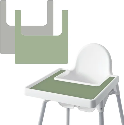 Miniatura 10 de Mantel individual para silla alta IKEA Antilop para bebé, paquete de 2 unidades, resistente a las manchas, antideslizante, de silicona, para silla