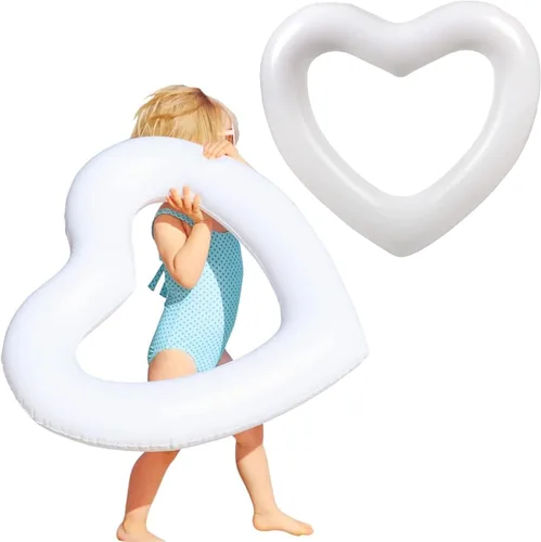 Miniatura 11 de LOTELI - Flotadores de piscina con forma de corazón originales para adultos, más gruesos y fuertes, flotadores inflables grandes para fiestas, Blanco