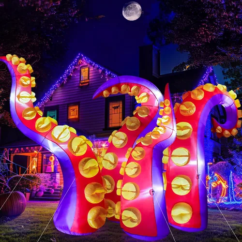 Miniatura 9 de Max Fun - Decoración inflable de Navidad de 2.9 m, Papá Noel en trineo con luces LED integradas, para uso en interiores y exteriores, jardín, césped
