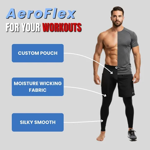 Miniatura 5 de RM Real Men ABCD Pouch Compression Pants - 1, 2 and 3 Pack, Mens Leggings, Yoga Pants, Tights, Base Layer Men Cold Weather