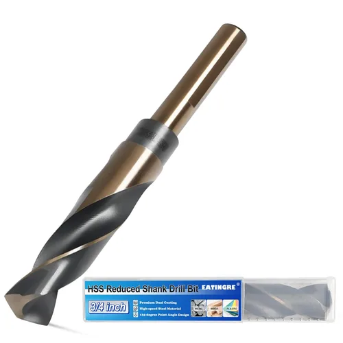 Miniatura 10 de Broca de 11/16 pulgadas, broca de acero de alta velocidad con vástago de 1/2 pulgada, brocas HSS 4241 negro y dorado para acero suave, metal