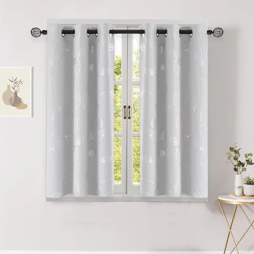 Miniatura 70 de BUHUA - Cortinas opacas blancas, cortinas plateadas, juego de 2 paneles de cortinas con ojales para dormitorio, elegante tratamiento de ventana