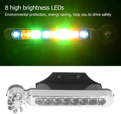 Miniatura 3 de 2 luces de circulación diurna, 8 LED, impermeables, alimentadas por energía eólica, para exteriores, luz diurna para automóvil, para automóviles