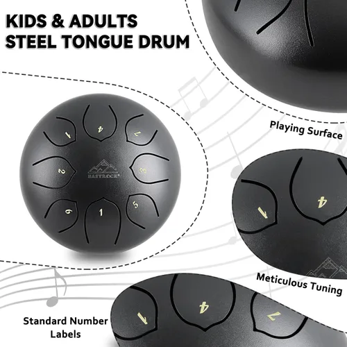 Miniatura 2 de EASTROCK Tambor de lengua de acero para niños de 6 pulgadas, 8 notas, instrumento de percusión, tambor handpan en clave C con bolsa de viaje