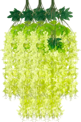 Miniatura 70 de Paquete de 12 guirnaldas de flores colgantes de glicina blanca, enredaderas de flores artificiales de 3.77 pies, glicinia falsa, guirnalda colgante