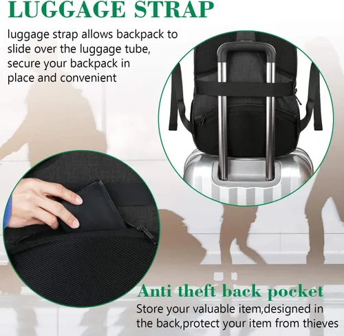 Miniatura 6 de MATEIN Mochila de viaje extra grande, compatible con TSA, de 18.4 pulgadas, para laptop con puerto de carga USB, antirrobo, aprobada para vuelos
