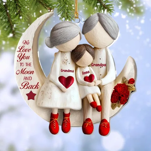 Miniatura 15 de Abuela y Nieto Moon Loves - Adornos Acrílicos Personalizados de 1 Capa - Te Amo Hasta la Luna y de Vuelta - Adorno Adornos Navideños 2025