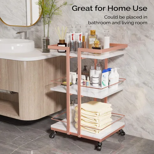 Miniatura 8 de Carrito de esteticista con ruedas, carrito rodante para salón de utilidad, organizador de almacenamiento móvil para belleza, spa, cosmetología