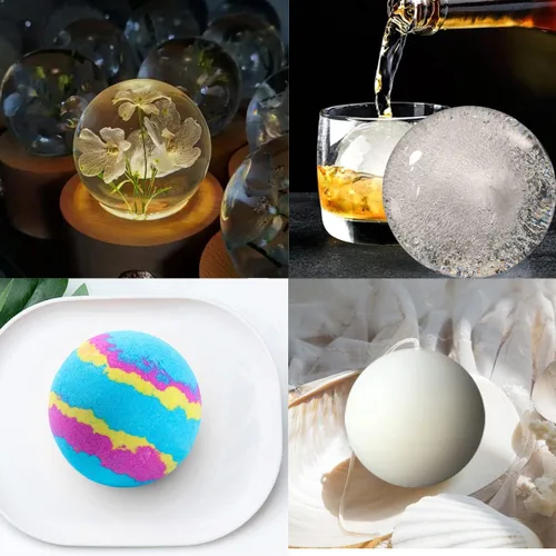 Miniatura 5 de Molde de resina de esfera grande de 4 pulgadas, diseño de una sola pieza 3D de bola redonda moldes de silicona para arte de resina, resina epoxi