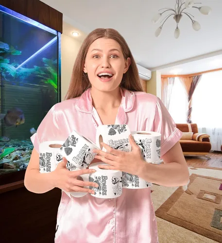 Miniatura 7 de Printed TP Beware of Shark Poop - Papel higiénico impreso para broma, sorpresa, decoración de baño, regalo novedoso para hombres, mujeres, amigos