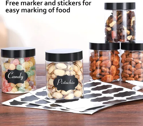 Miniatura 6 de Paquete de 40 frascos de plástico con tapas, Gencywe 8 oz recipientes transparentes para limo y cosméticos con bolígrafo y etiquetas, frascos