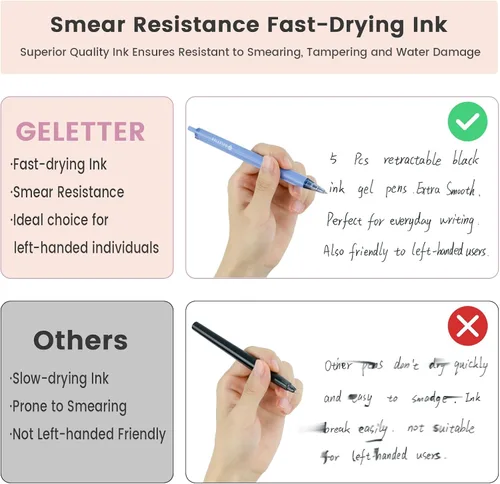 Miniatura 7 de Bolígrafos de gel con escalas de regla en el cañón, 5 piezas de 0.5mm, bolígrafos retráctiles de punta fina para escritura y dibujo precisos, tinta