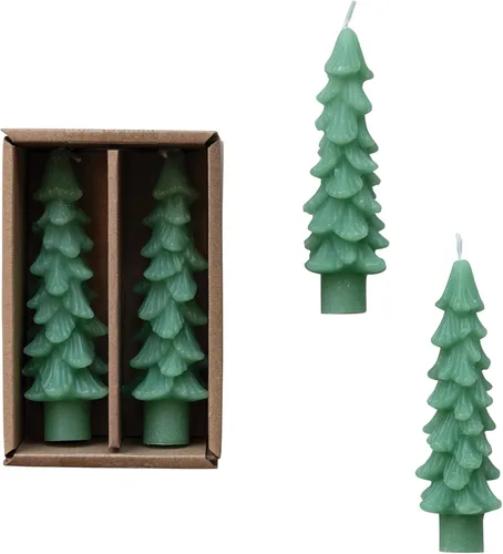 Miniatura 16 de Creative Co-Op Velas cónicas en forma de árbol sin perfume, color beige ponche de huevo, juego de 2 en caja Ponche de huevo beige