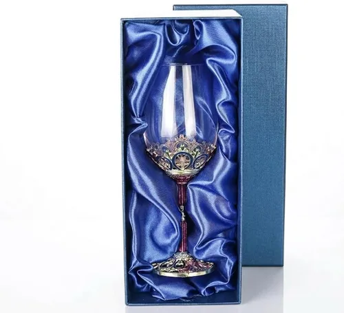 Miniatura 9 de Simcat Copa de Vino de Esmalte Pintada a Mano con Flores, Vaso Transparente Refinado, Tallo para Cabernet, Regalos