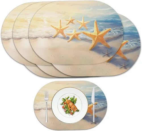 Miniatura 40 de Pumpkin Placemats Oval Placemats Set of 2 Black Cat Table Mats for Dining Tables Washable Heat Resistant Place Mats for Holiday Party Use 12X18 Inch