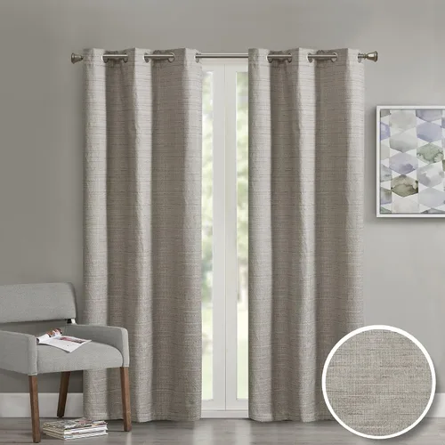 Miniatura 11 de Comfort Spaces - Juego de 2 paneles de cortina de tela de ramio para ventana Gris