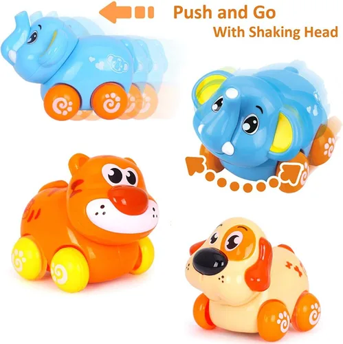 Miniatura 2 de Liberty Imports Juego de 8 piezas de animales de dibujos animados de juguete de fricción para bebés y niños pequeños Lindos mini vehículos
