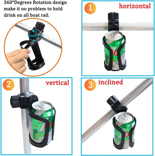 Miniatura 3 de Boaton Portavasos para riel de barco marino, sin perforación, soporte para bebida para cubierta superior o poste de Bimini, accesorios para barco