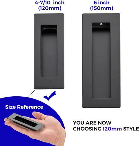 Miniatura 5 de JOY DECOR Paquete de 2 manijas de bolsillo para puerta, tiradores rectangulares empotrados de 4.72 pulgadas para puertas corredizas de armario