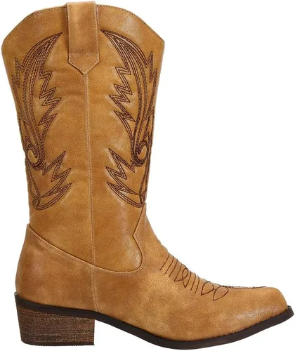 Miniatura 2 de Botas vaqueras para mujer, punta puntiaguda, a media pantorrilla, zapatos de moda occidental