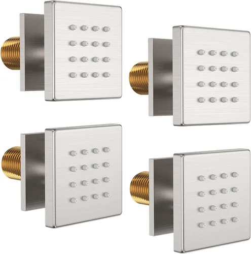 Miniatura 10 de Chorros de pulverización corporal de ducha, cabezal de ducha de latón de 3 pulgadas, flujo ajustable con encendido y apagado, cuerpo de ducha