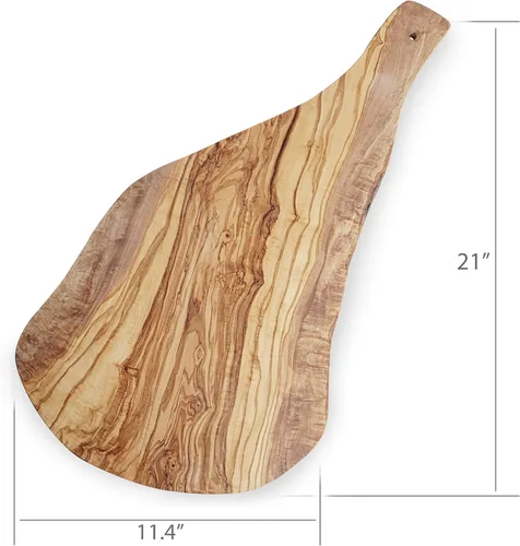 Miniatura 4 de Forest Decor Tabla de servir de madera de olivo, tabla de quesos de madera, tabla de servir con asa, tabla de charcutería de cocina tallada a mano