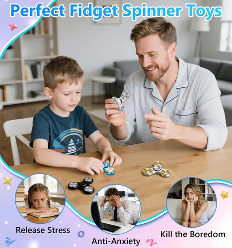 Miniatura 4 de ATESSON Spinner Fidget juguete, 3 a 5 minutos de giro, ultra duradero de acero inoxidable, rodamientos de alta velocidad de precisión