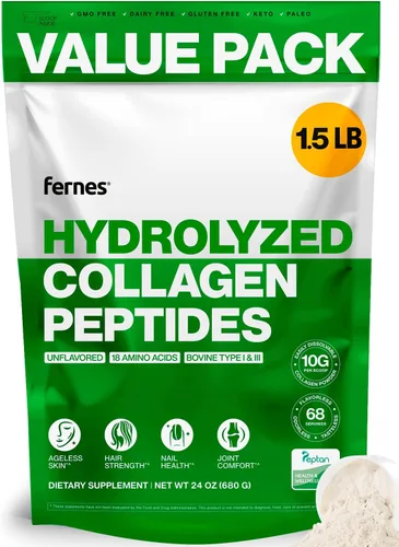 Péptidos de colágeno para mujeres y hombres (1.5 libras) tipo I y III sin sabor e inodoro, proteína de peptan hidrolizada de fácil mezcla, soporte