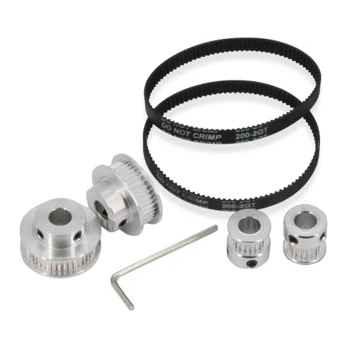 Miniatura 24 de Juego de 2 poleas de sincronización de aluminio GT2 de 20 y 30 dientes, 0.197 in de diámetro con 2 unidades de longitud de 7.874 in de ancho, correa