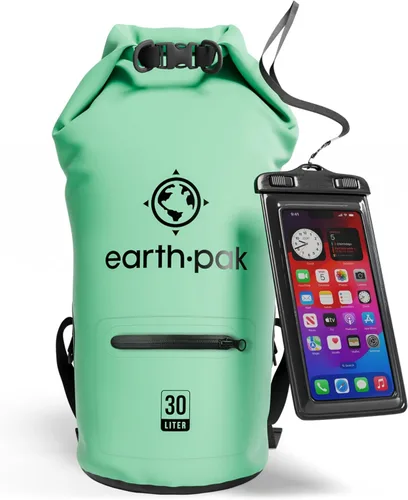 Miniatura 19 de Earth Pak Bolsa seca impermeable con bolsillo con cremallera, mochila impermeable para mantener el equipo seco Amarillo