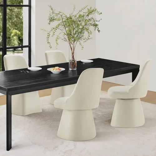 Miniatura 19 de KISLOT Juego de 4 sillas de comedor giratorias, tapizadas de mediados de siglo con respaldo alto, sillas de cocina de tela de lino para comedor, Una