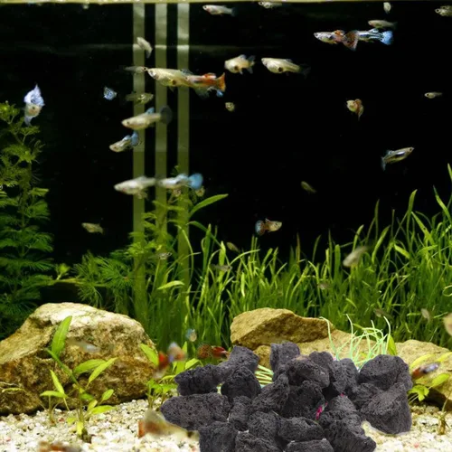 Miniatura 7 de IMIKEYA Black Stones 1 paquete de piedras naturales decorativas para paisajismo, rocas volcánicas para cuencos de fuego, hogueras, juegos de troncos