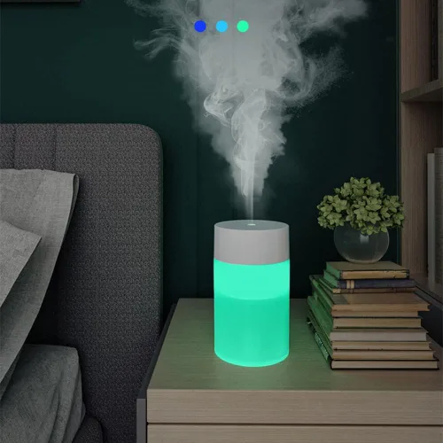 Mini humidificador, alimentación por USB, adecuado para sala de estudio, dormitorio, habitación del bebé, oficina, coche, con LED de 7 colores,