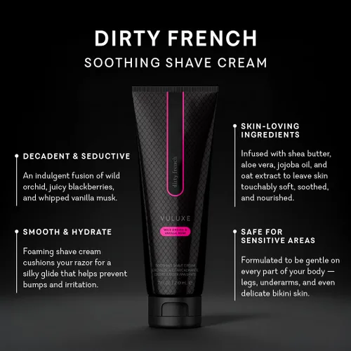 Miniatura 2 de Pure Romance - Crema de afeitar Vuluxe para mujer - Francés sucio (7 fl oz) - Previene golpes e irritación de la maquinilla de afeitar - Orquídea
