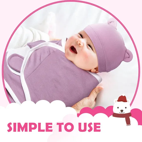 Miniatura 6 de VitalCozy Paquete de 8 mantas con gorro para bebés prematuros de 0 a 6 meses, de algodón, para recién nacidos, para recién nacidos, para recién