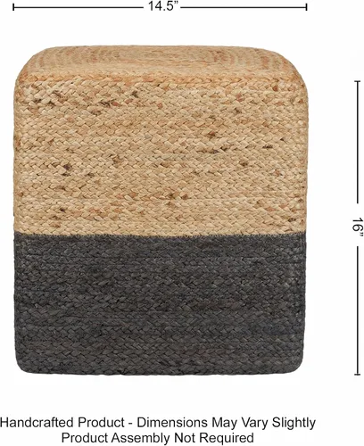 Miniatura 2 de REDEARTH Taburete de puf cubo, otomano Puf trenzado de yute para el reposapiés sentado para la sala de estar, dormitorio, guardería, patio, salón