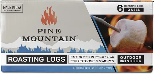 Miniatura 2 de Pine Mountain Troncos para Asar, leña de cocina para fogata, chimenea, hoguera, uso en interiores y exteriores, paquete de 6