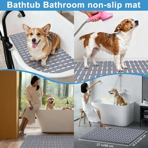 Miniatura 2 de Tapete antideslizante para bañera y ducha, tapete antideslizante para perros y mascotas, tapete de baño para bañera, tapete de baño de 27.5 x 15.7