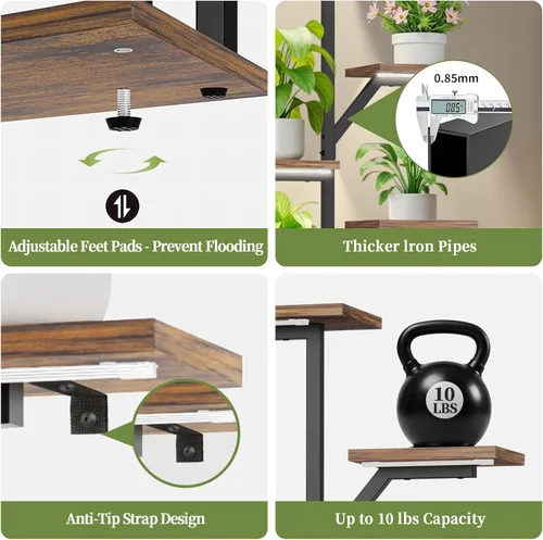 Miniatura 6 de Soporte para plantas de interior con luces de crecimiento, estante de metal de 12 niveles con cajón, soporte grande de 65 pulgadas para plantas