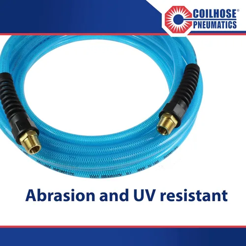 Miniatura 3 de Coilhose Pneumatics PFE40254T Flexeel Manguera de aire reforzada de poliuretano, diámetro interno de 0.25 pulgadas, longitud de 25 pies con (2)