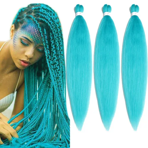 Miniatura 78 de Extensiones de cabello trenzado morado preestiradas, 20 pulgadas, 2 piezas de cabello sintético trenzado para niñas y mujeres, fiesta, disfraz