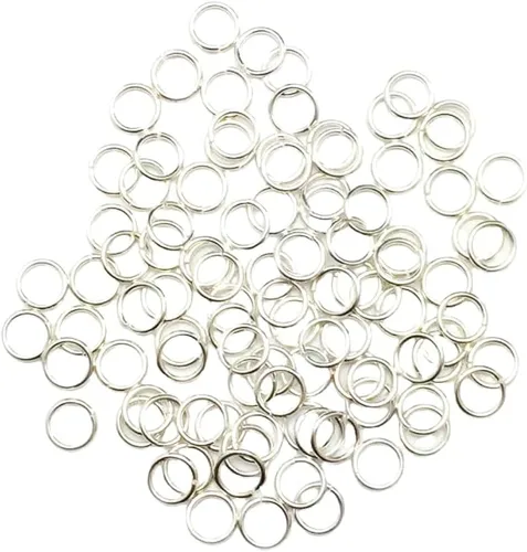 Miniatura 2 de 100 anillos de salto abiertos de plata de ley 925, calibre 24 de 0.096 pulgadas de diámetro exterior y 0.063 in de diámetro interior, fabricados