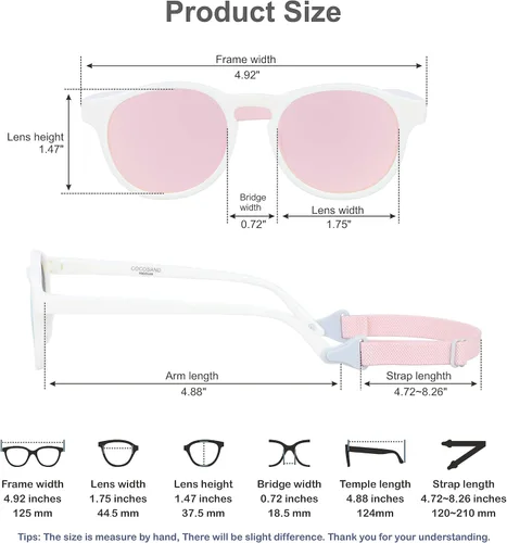 Miniatura 6 de COCOSAND Baby Toddler Sunglasses with Strap Polarized Flexible Round Frame for Newborn Infant Kids Boy Girl Age 0-6 Years Old